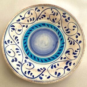 CRATE & BARREL Set of 8 Appetizer Dessert Small Plates Italian Pottery Scrolling